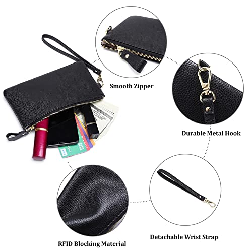 Women\'s Wristlet Clutch Slim Leather Wallet RFID Blocking Handbag