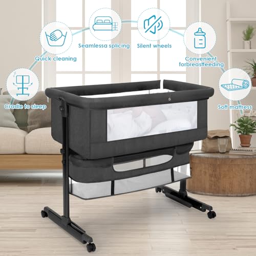 Yadaqe S-FD01 Baby Bassinet, Baby Basinet Bedside Sleeper, Easy To Fold Portable Crib Side Bassinet 2024New Style Girl/Boy Bassinets thumb #4