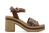 PITILLOS - Sandalia con tacón y plataforma,suela imitación esparto,cierre de hebilla al tobillo,planta de gel para: Mujer color: CUERO talla:37