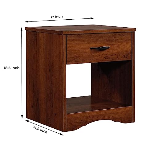 Image of STRATA FURNITURE Sheesham Wood Bedside Table with Drawer and Shelf Storage Wooden Night Stand for Bedroom Living Room Home (Honey Teak Brown Finish)