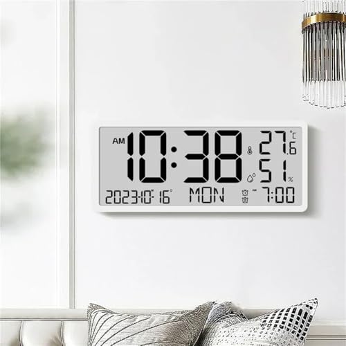 Horloge pour température humidité date temps affichage mur clock noire - 6