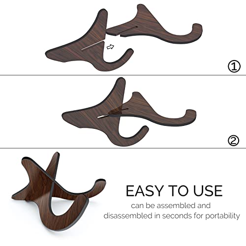 1Pair Wooden Ukulele Stand Violin Mandolin Folding Portable Stand Black walnut