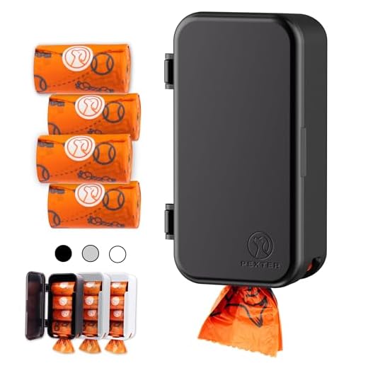 Pexter Dog Poop Bag Dispenser, Outdoor or Indoor Pet Waste Bag Dispenser Station, Stick-On or Screw-On Wall Mount, Poop Bags Storage Outdoor Container, Includes 4 Doggie Bag Rolls