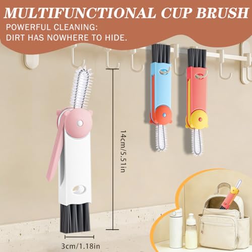 Image of 3 in 1 Cup Lid Cleaning Brush, Multifunctional Crevice Gap Cleaner for Tumbler Water Bottle Lid, Deep Clean Tool for Home Kitchen, Red Blue White(3 PCS)