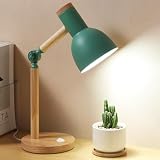LRXJHHTY Table Lamp,Wooden Adjustable Tri-Color Desk & Bedside Lamp for Office, Living Room, Bedroom & Kids Room (Green)