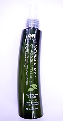 On Natural's Natural Remy Unprocessed Hair Brazilian, Peruvian, Malasian, Indian & All Sythetic Hair Types Synthetic Hair Essence with Argan Oil 4.5 Oz