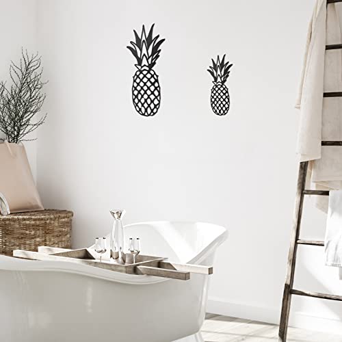 Lounsweer 2 Pieces Metal Pineapple Wall Decor Tropical Pineapple Art Wall Minimalist Pineapple Metal Wall Sculpture Decorations For Kitchen Living Room Bathroom Bedroom (Black) #TOP6