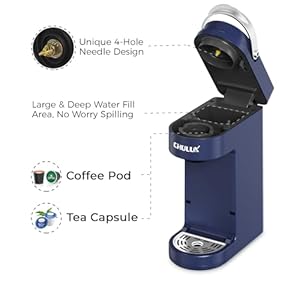 CHULUX Slim Single Serve Coffee Maker for K Cup Pods One Cup Coffee Maker Fits 73 Travel Mugs Coffee Machine with 6 to 12oz Brew Sizes Navy Blue