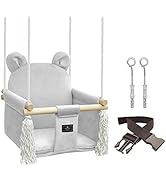NATILU Swing baby wood Bear Light Beige | Swing wood Indoor Outdoor | Children's swing Produced in the European Union