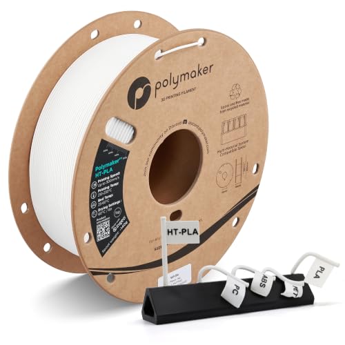 Polymaker HT-PLA Filament 1.75mm White, High Temp PLA for 3D Printing, Heat Stable Up to 130°C, Easy to Print, Works wit