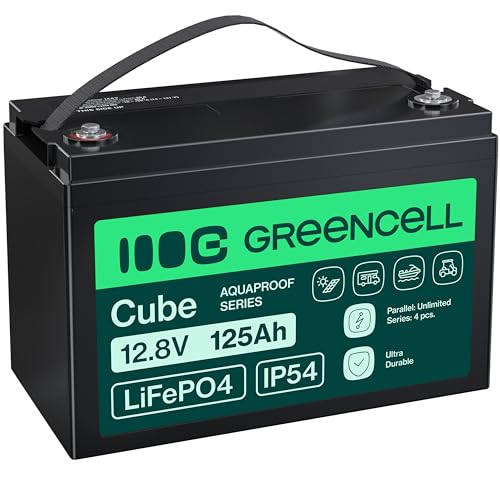 Green Cell CUBE LiFePO4 Akku 125Ah 12.8V – Lithium-Eisenphosphat-Batterie für Wohnmobile, Boote, Solaranlagen, Off-Grid-Systeme, mit BMS, leicht & sicher