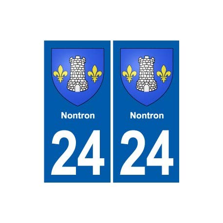 Bearn 24 Nontron Coat of Arms Self-Adhesive Number Plate Stickers - Corners: Right - Background Colour: White