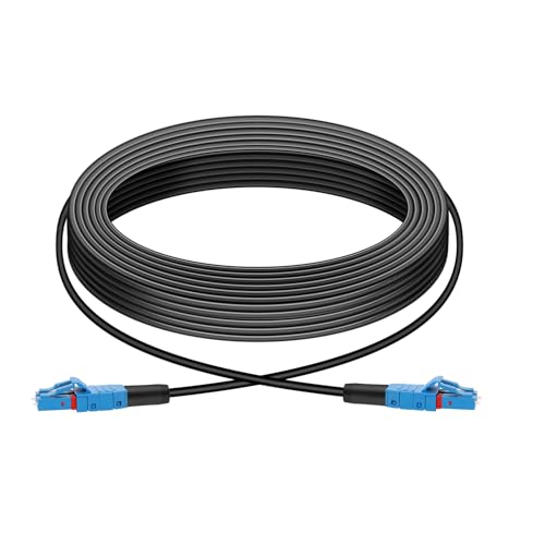 LC to LC Fiber Optic Cable Internet 100m/328ft, LSZH Armored Duplex Fiber Optic Internet Cable 2 Core OS2 9/125um Single Mode Fiber Patch Cable OD-5mm,UPC Outdoor Fiber Patch Cable
