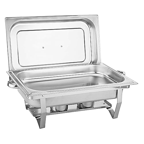 MINHUANG Chafing Dish Aus Edelstahl Mit 9 L Fassungsvermögen, Buffetwärmer-Sets, Für Partyessen in Der Küche, Hotel, Mit Lebensmittelpfanne/Halter/2 Alkoholkochern/Deckel