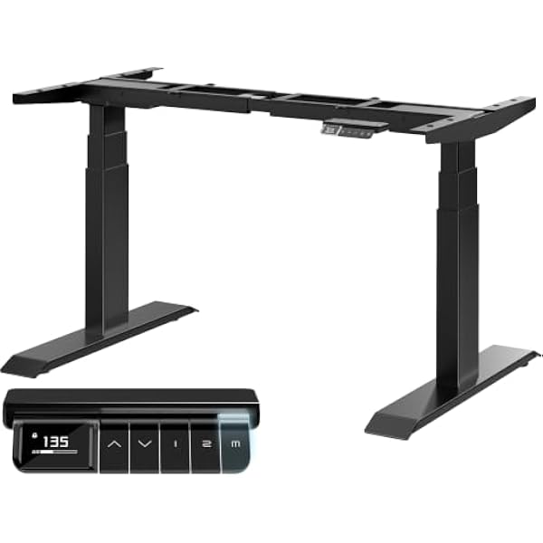 MAIDeSITe T2 Pro Max stelaż na biurko z elektryczną regulacją wysokości, 135 cm, z podwójnym silnikiem, nośność 160 kg, z systemem sterowania Piano-Master i funkcją ochrony przed kolizjami