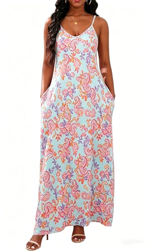 Image of vunahzma Womens Casual Fashion Sleeveless Plus Size Loose Long Sexy Maxi Dress with Pockets