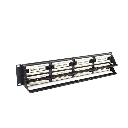 2U 48 Ports Cat5E Unshielded Wallmount or Rackmount Patch Panel UTP Ethernet Patch Panel with Cat5E Adapter Patch Panel - Image 2