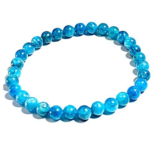 RICHRAIN Pulsera Apatita azul natural de la rueda del mar pulsera de energía pulsera redonda de cuentas Cover