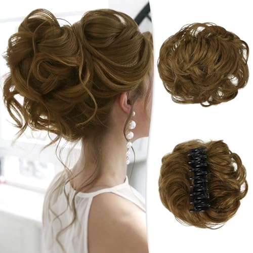 RUWISS Claw Clip Messy Bun Hair Piece Real Human Hair