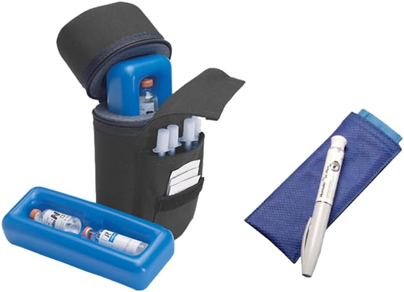 Medicool Estuche protector de insulina+Poucho paquetes de pluma individual para diabéticos IP+PSPBundle-Black