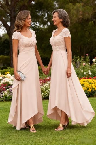 SEIM Cap Sleeve Lace Applique Mother of Bride Dresses for Women Long A Line Pleated Formal Evening Gown3