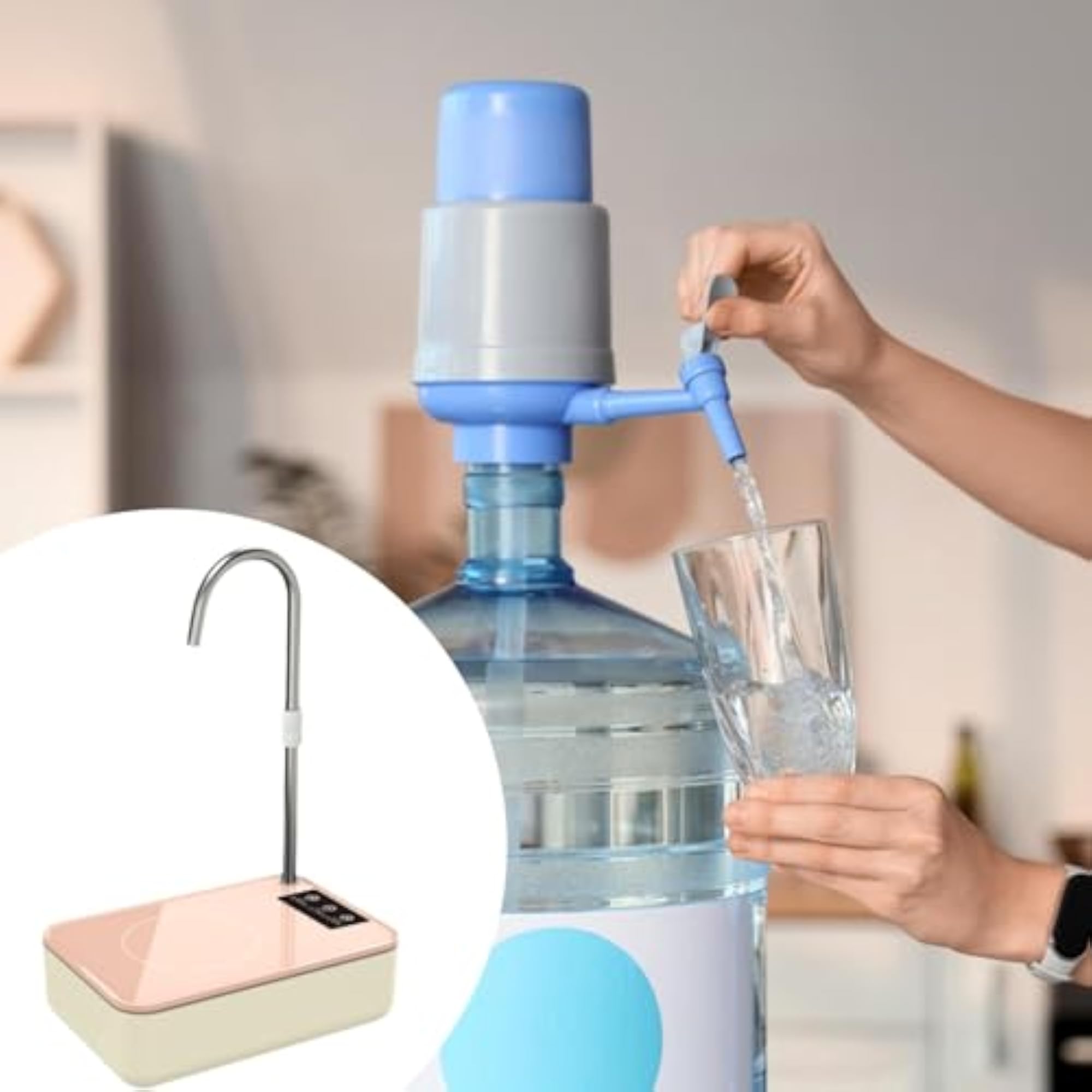 Bottle Water Dispenser Portable Electric Water Pump for Camping Office Hotel Pink