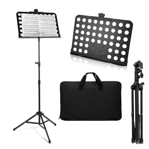 Atril para Partituras 2 en 1 - Atril Musica Plegable de doble uso, Altura Ajustable Regulable, Extensible con Bolsa de Transporte para partituras, Ideal para espectáculos musicales