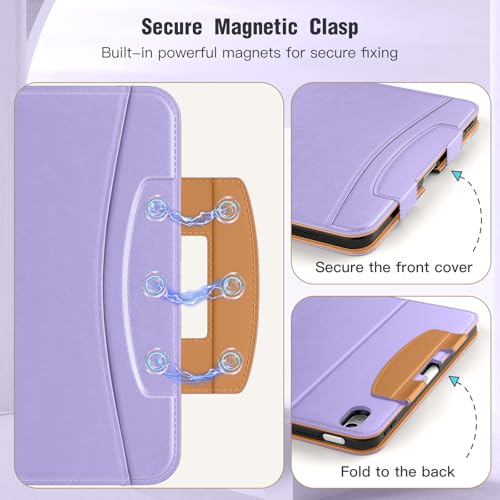 Étui iPad 11e Génération Premium en Cuir Folio Violet avec Porte-Stylet - 3