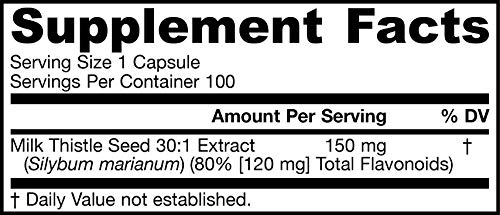 Jarrow Formulas Milk Thistle 150 Mg - 100 Veggie Capsules - Antioxidant Supporting Immune Response, Liver Function & Glutathione - Up To 100 Servings (Packaging May Vary) #TOP1