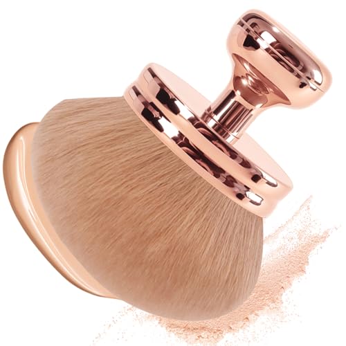 Grand Pinceau Autobronzant, Pinceau De Maquillage Extra Large Pour Le Corps, 7.4 CM de Diamètre Applicateur De Bronzage À Tête Large, Pinceaux Maquillages pour le Visage et le Corps (Or Rose)