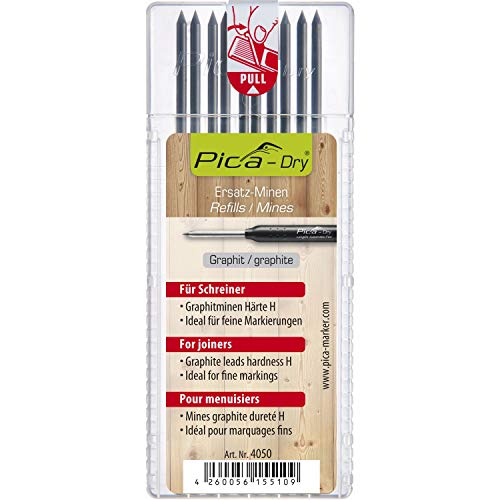 vasalat Pica Marker Set - Pica Fine Dry 0.9 + Pica Dry + 10 Stück Ersatzminen graphit Härte H + 24 Stück Ersatzminen HB, Graphit, Lila