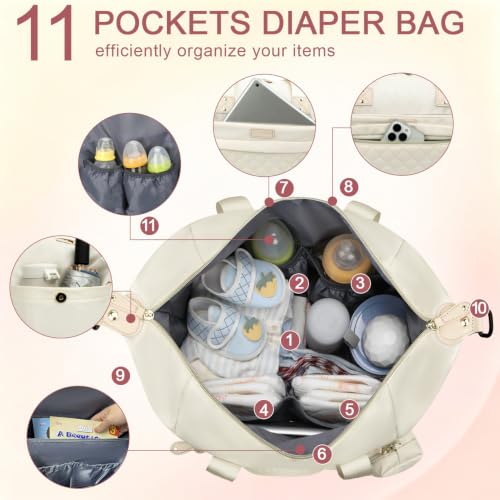 Image of Pritent Diaper Bag - Baby Diaper Bag Waterproof Large Maternity Travel Baby Bag for Mom and Dad