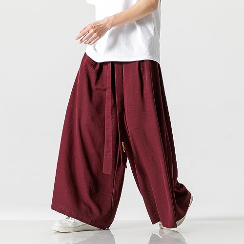 GURUNVANI Men's Wide Leg Drawstring Pants Japanese Soft Yoga Pants Hip Hop Baggy Trousers2