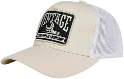 Droop Vintage Half Mesh Trucker Cap | Unisex Cotton Twill & Mesh Design | Adjustable Snapback Sports Cap for Men & Women |...