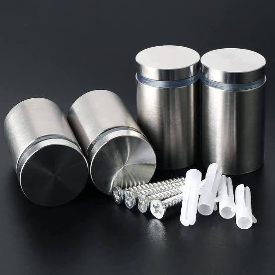 Image of 4 Pcs Glass Studs /Standoffs /Spacer - 304 Grade Stainless Steel | Multiple Sizes | Model - 1.5 Inch x 1 Inch (Pack of 4)