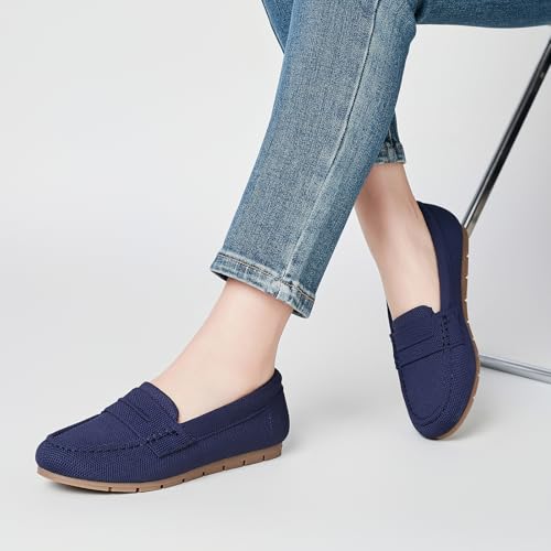 Image of Cvistpieo Loafers for Women Comfortable Dressy Casual Work Flats Lightweight & Breathable Slip On Walking Shoes Knit