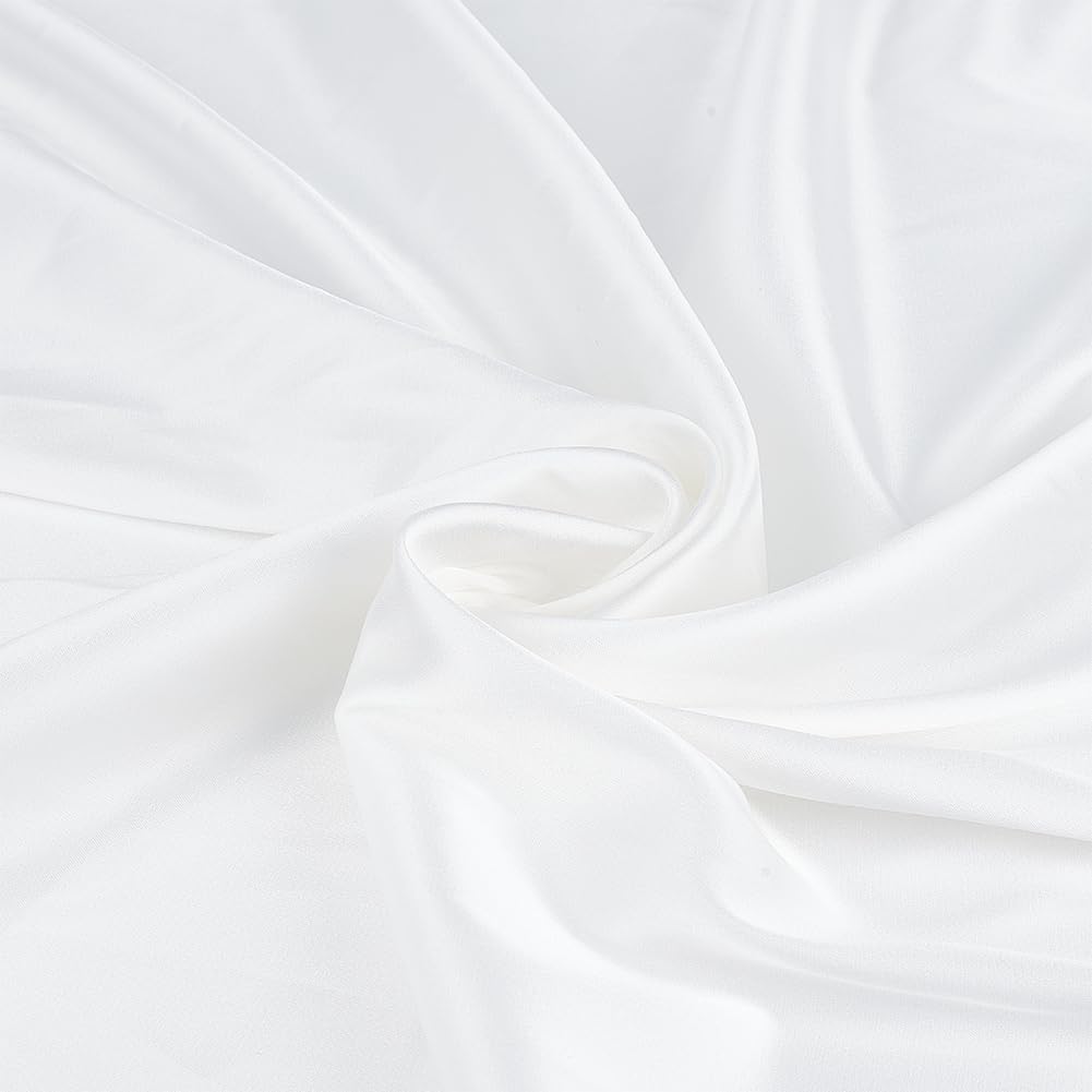BENECREAT 2mx1250mm/2.1 Yardx49.2 Inch Stretch Satin Fabric, Polyester Fabric, Ice Cloth for Dress, Shirts, Tablecloth, Table Runner, Wedding Decor, DIY Crafts