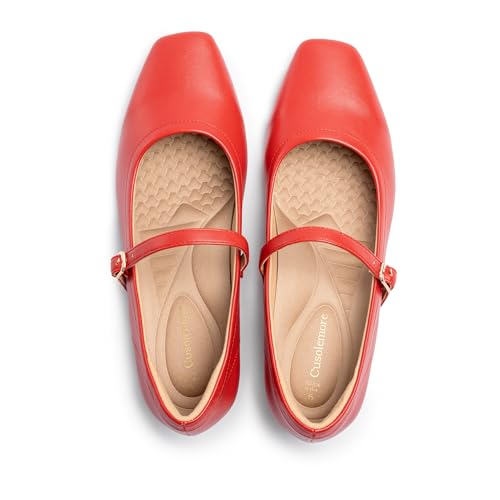 Image of Cusolemore Mary Jane Flat Shoes with Arch Support and Hidden Wedge Heel, Women Ballet Flats, Mary Jane Flats, Comfortable Dress Shoes