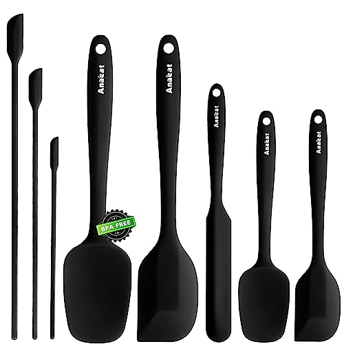 Anaeat Heat Resistant Silicone Spatula Set Of 8 - Seamless One-Pieces Design, Non-Stick Rubber Spatulas & Mini Kitchen Scraper Flexible For Non-Stick Cookware - Easy Baking, Cooking, Scraping & Mixing