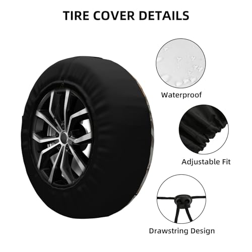 Image of Deer Spare Tire Cover Wheel Protectors Weatherproof Deer Pattern Wheel Covers Universal Fit for Trailer RV SUV Truck Camper Travel Trailers Accessories 15 Inch