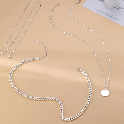 Tasiso Silver Necklaces for Women - Stackable Stack Sterling Silver Choker Necklaces for Women Trendy Layered Necklace Set Jewelry for Women 6