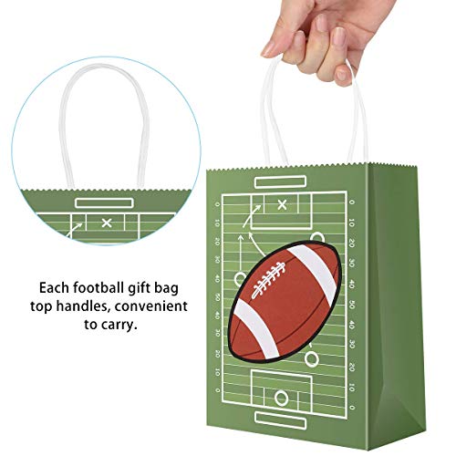 Sumapner Football Party Bags Gift Bags Kraft Bags with Handle for Birthday,Football Goodie Bags,Football Theme Party Favor Bags and and Football Party（24Pack） - Thumbnail 3