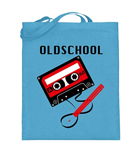 Sac en toile de jute bleu clair Cassette culte grand format 38x42cm