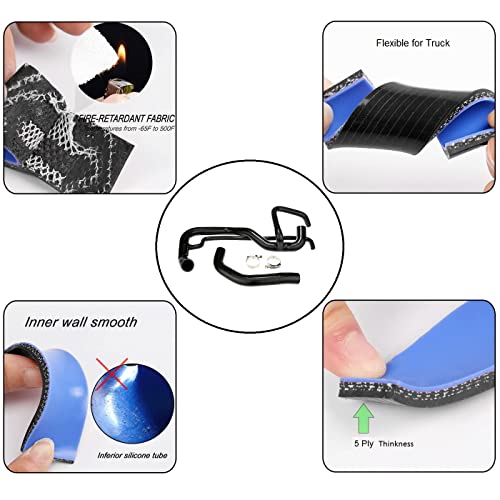 Heavy Duty Silicone Coolant Hose Upper And Lower Radiator Kit Compatible With 2001-2005 Chevy Gmc Sierra 2500 3500 Duramax 6.6L Pressure Tolerance And Heat Resistant Embedded Fibers (Black) #TOP5