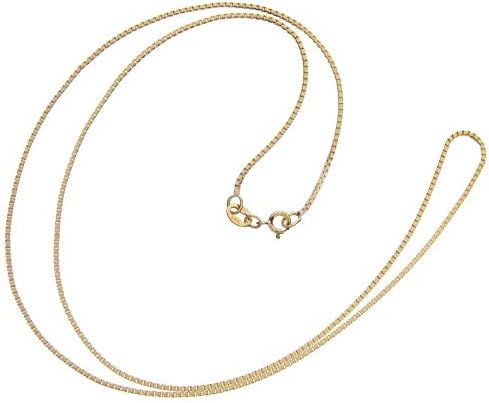 14K Yellow Gold Box Link Chain Necklace | 14 Inch to 22 Inch Lengths Available | .60mm to 1.0mm Thick