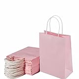  Bolsas de regalo Colores Bolsas de recuerdo de fiesta con asas Bolsas de papel Kraft Bolsas de regalo de arco iris para bodas, suministros para fiestas de cumpleaños y regalos (Rosado- 30pc)