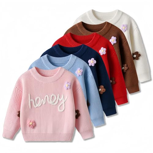 MEIEG Suéter De Punto Personalizado para Bebé, Suéter De Invierno Cálido De Manga Larga Y Cuello Redondo, Tejido A Mano Personalizado, Regalo para Baby Shower, Cumpleaños O Navidad