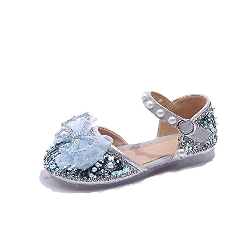 Toddler Baby Girl Shoes Breathable Shoes Bow Pearl Sandals Baby Girl Soft Shoe Cover Sandals for Toddler Size 4 Sandals (Blue, 2.5 Big Kids)
