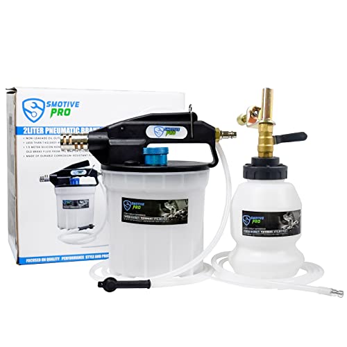 SMOTIVEPRO Pneumatic 2L Vacuum Brake Bleeder Fluid Extractor Pump Kit,Hands-Free Operation Air Pressure Brake Bleeder Tool with Adapters & 1L Refilling Bottle