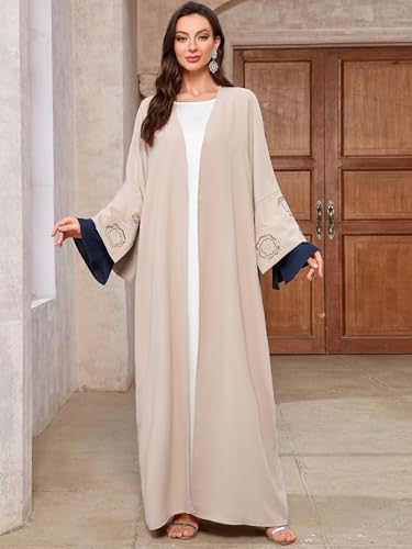 Image of Women's Ethnic Embroidery Muslim Abaya Open Kimono Cardigan Jalabiya